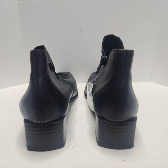 NWT Rieker Womens Black Leather Block Heel Square Toe Ankle Boots Size 37 - Picture 3 of 10